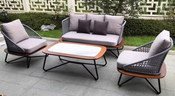 Outdoor Furniture 4Pieces Weather Resistant UV Resistant Rope Durable Aluminum Frame Ideal for Gardens Courtyards Villas