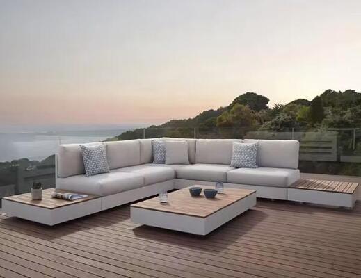 Aluminum Sofa Set 5Pieces Platic wood Weather Resistant UV Resistant Rope Durable For Gardens Courtyards Villas
