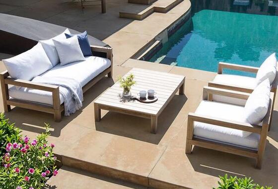 Eco friendly outdoor sofa set with weather resistant teak wood perfect for outdoor garden furniture