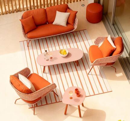 Colorful Rattan Aluminum outdoor sofa set weather resistant