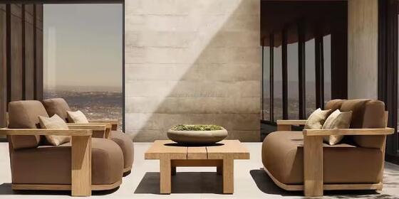 Waterproof Cushion Patio Sectional Sofa Set Balcony Relax Single Teak Wooden