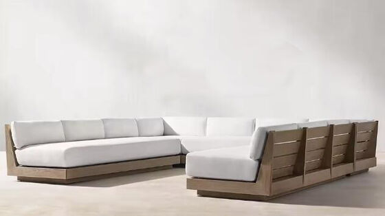 Luxury Teak Wood Garden Sofa Set Modern Outdoor Furniture for Courtyard Park Hotel Villa Patios Poolsides