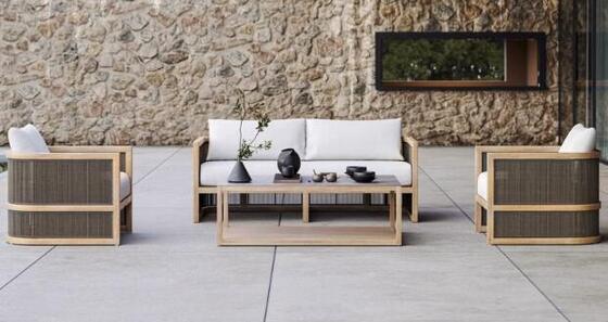 Luxury Outdoor Sofa Set Teak Wood Wholesale Outdoor Teak Wood Rope Furniture Outdoor Sofa