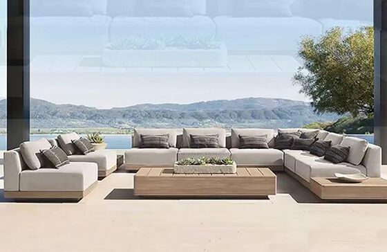Luxury Outdoor Sofa Set Teak Wood Wholesale Outdoor Teak Wood Rope Furniture Outdoor Sofa