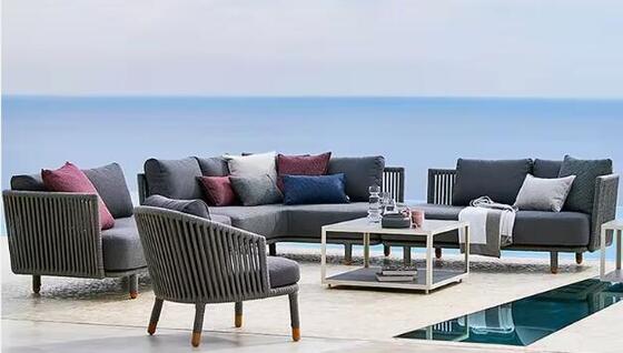 Modern Garden Sofa Aluminum Frame Rope Outdoor Furniture for Balcony
