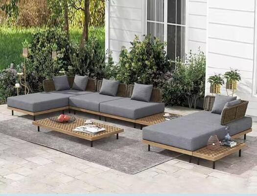 Teak Wood Sofa Modern Luxury Outdoor Garden Patio Furniture Teak Sofa Set Teak Outdoor Furniture