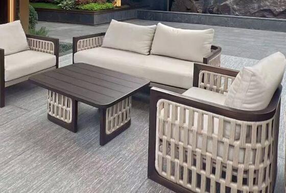 Aluminium Patio Sofa Set with Rope Outdoor Garden Furniture for Hotel or Villa