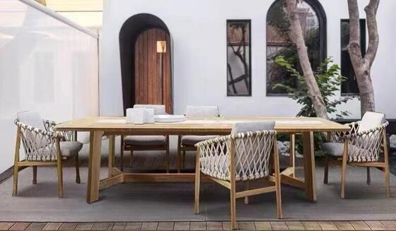 Modern Rope Wicker Rattan Dining Table Chair Set Waterproof UV Resistant for Outdoor Patio Balcony Use