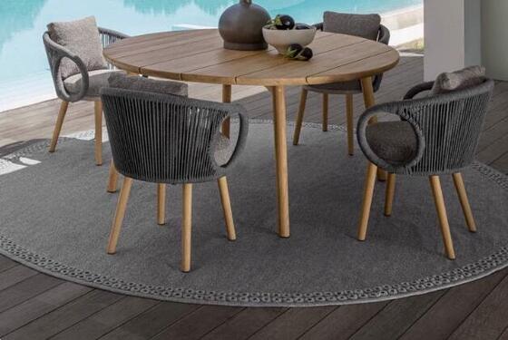 Outdoor table 4pcs Chairs Outdoor Teak Wood Table And Rope Chair