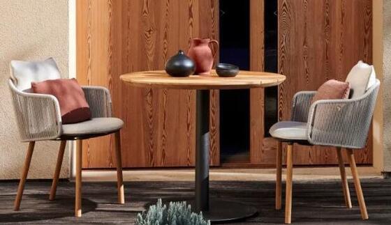 Teak wood table top coffee table set Rope Chairs Set