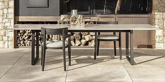 Long table design Garden table and chairs Patio villa