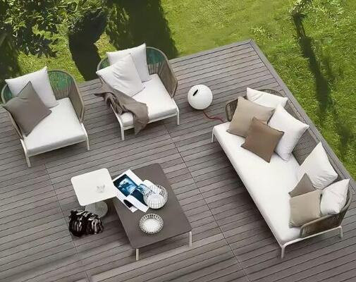 Outdoor Sofa set With Aluminum Materials And Rope or PE rattan