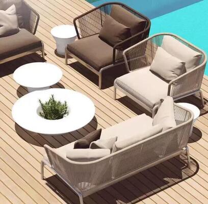 Garden sofa 4Pieces Weather Resistant UV Resistant Rope Durable Aluminum Frame Ideal for Gardens Courtyards Villas