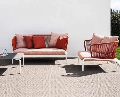 Garden sofa 4Pieces Weather Resistant UV Resistant Rope Durable Aluminum Frame Ideal for Gardens Courtyards Villas