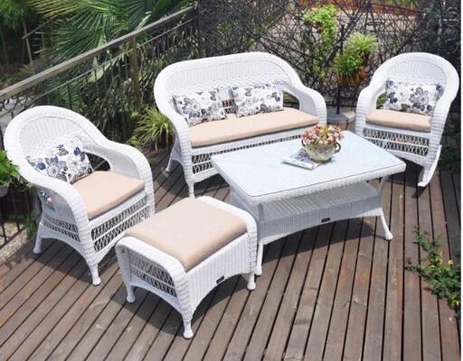 Garden sofa 4Pieces Weather Resistant UV Resistant Rope Durable Aluminum Frame Ideal for Gardens Courtyards Villas