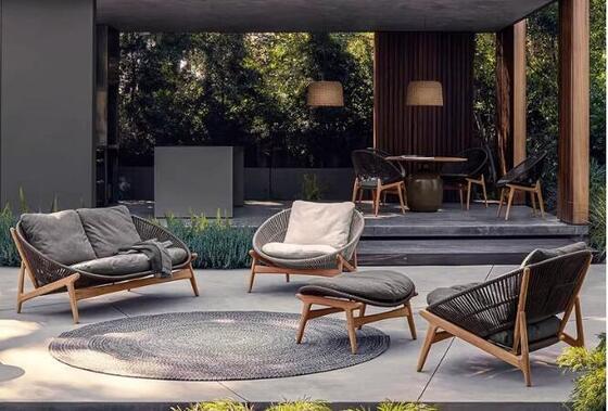 Patio Sofa Set 4Pieces Weather Resistant UV Resistant Rope Durable Aluminum Frame Ideal For Gardens Courtyards Villas