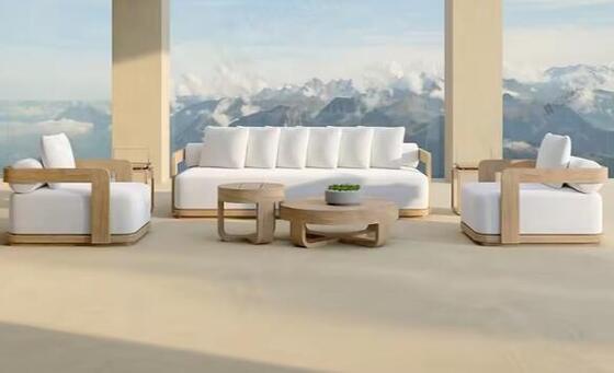 Teak wood Sofa Set 5Pieces Weather Resistant UV Resistant Durable For Gardens Courtyards Villas