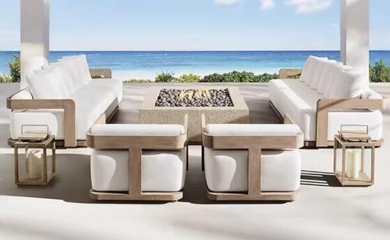 Teak wood Sofa Set 5Pieces Weather Resistant UV Resistant Durable For Gardens Courtyards Villas