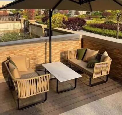 Sythetic PE rattan Sofa Set Weather Resistant UV Resistant Durable For Gardens Courtyards Villas
