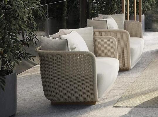 Three seater Rope Sofa Set Weather Resistant Durable For Gardens Courtyards Villas