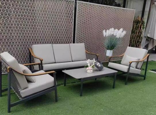 Aluminum frame Rope Garden Sofa Set Weather Resistant Durable For Gardens Courtyards Villas