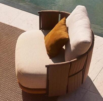 Rope Aluminum Teak wood Patio Sofa Set Weather Resistant Gardens