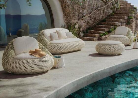 Colorful PE Rattan Wicker Aluminum outdoor sofa set weather resistant