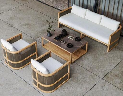 Teak sofa set outdoor or indoor use high density sponge