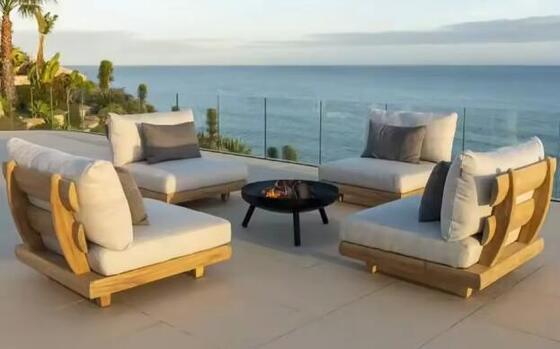 Teak Wood Outdoor Sectional Lounge Furniture Sofa Set high density sponge