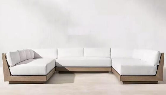 Luxury Teak Wood Garden Sofa Set Modern Outdoor Furniture for Courtyard Park Hotel Villa Patios Poolsides