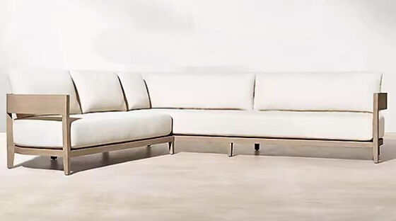 Garden Corner Couch Villa Waterproof Hotel Patio Solid Teak Wood Sectional Sofa Set for Courtyard