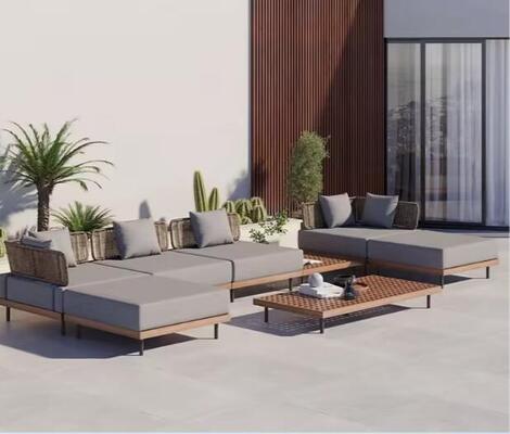 Teak Wood Sofa Modern Luxury Outdoor Garden Patio Furniture Teak Sofa Set Teak Outdoor Furniture