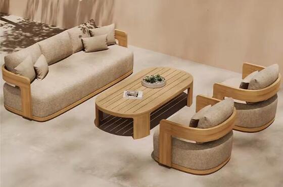 Luxury Teak Wood Outdoor Garden Sofa Set Patio Furniture for Villa Resort Hotels and Balconies