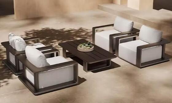 Modern Outdoor Aluminum Furniture Weather-Resistant Fabric Sofa Set for Villa Garden Beach & Restaurant