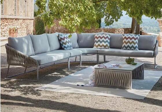 Rope Modern Luxury Waterproof Sofas Outdoor Rattan Wicker Sofa Set with Cushion