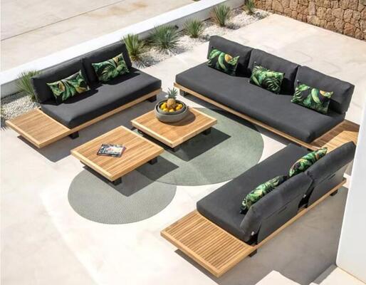 Patio Modern Furniture Outdoor Sofa Teak wood Customizable Sectional Lounge Hotel