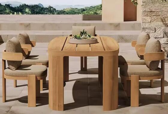Patio Furniture Dining Table Outdoor Garden Sets for Big Space Teak Wood