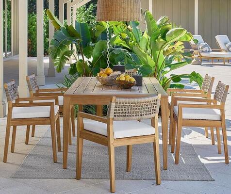 Teak Wood Home Furniture Outdoor Dining Table Set 6 Seater Dining Table and Chair Set