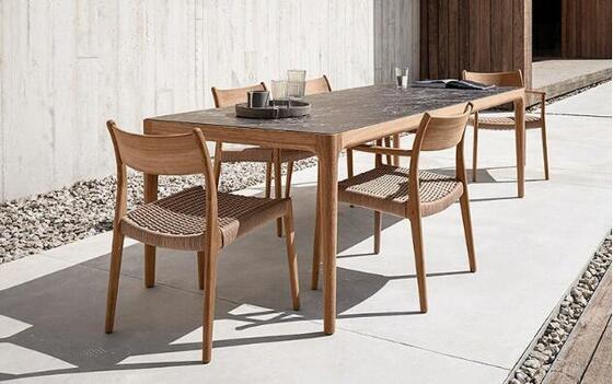 Outdoor Villa teak wood table and chair with rope seater