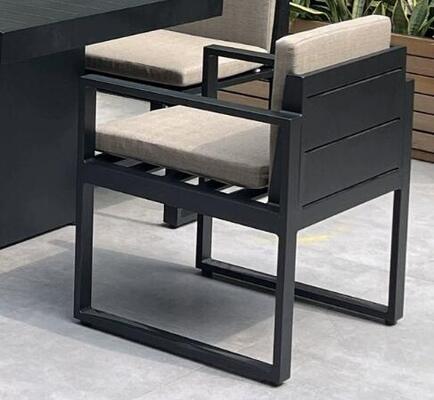 Outdoor table and 8pcs chair made with weather resistant UV resistant polywood and aluminum frame built for gardens courtyards and villas